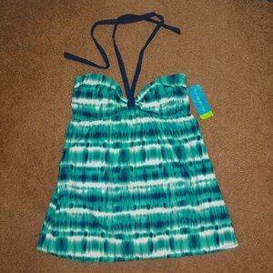 Tropical Escape: Blue Loop Tie One-Piece Swim Dress - Women's Size 14 - NWT